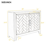 Merax 40" Modern Console Table with Herringbone Pattern Doors