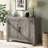 Merax 40" Modern Console Table with Herringbone Pattern Doors