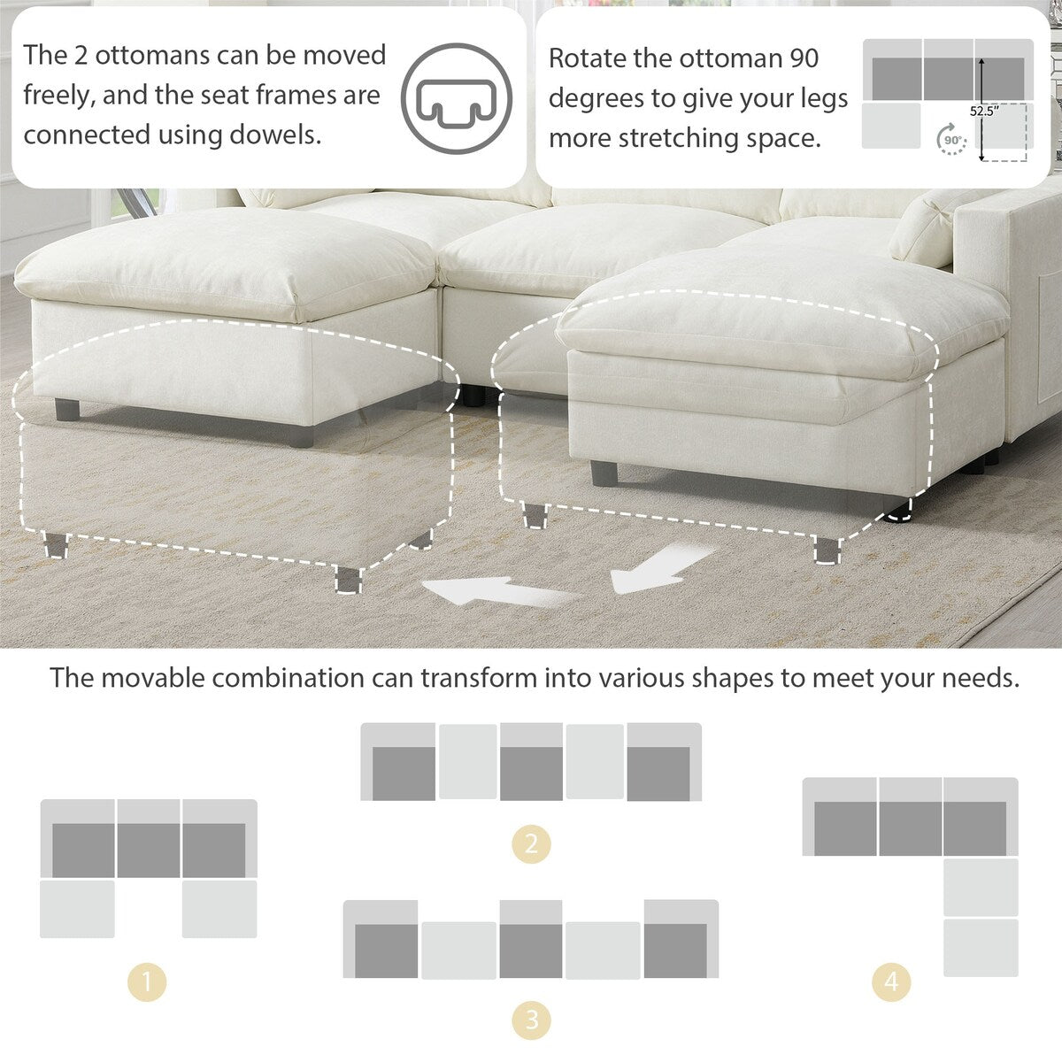 Merax 5 Seat U Shaped Sleeper Couch Set