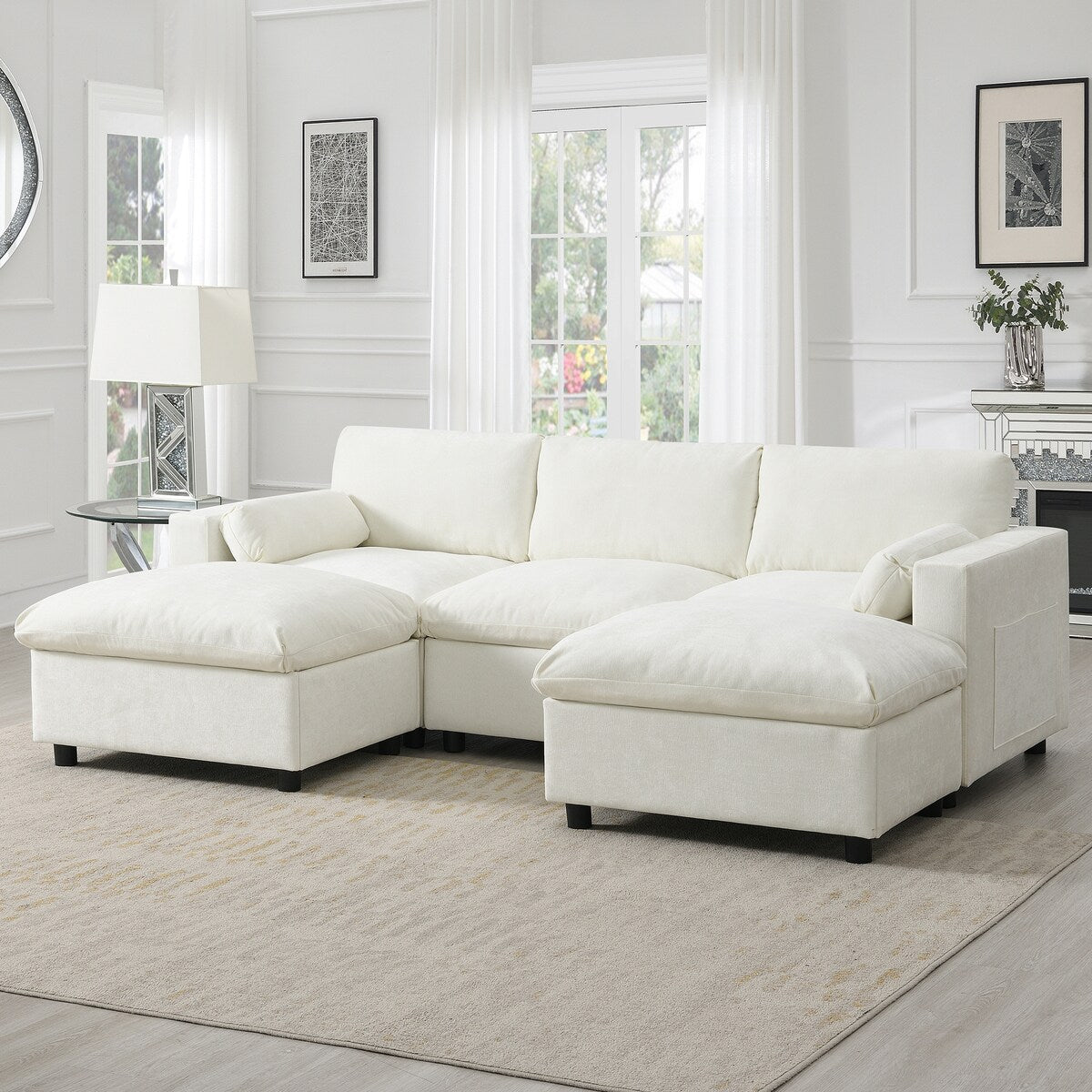 Merax 5 Seat U Shaped Sleeper Couch Set