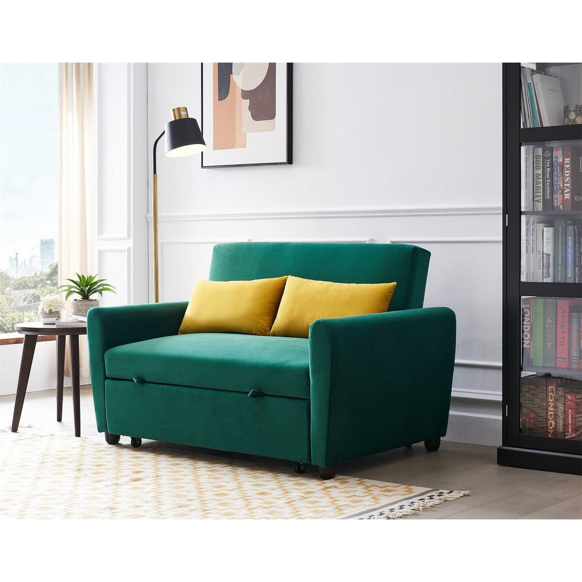 Merax 55" Modern Velvet Sofa with Pull-Out Bed for Small Spaces