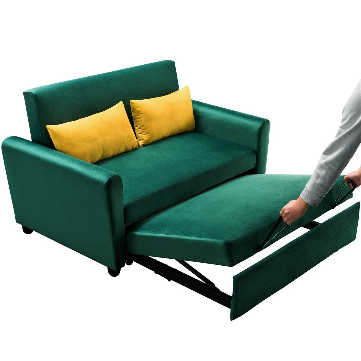 Merax 55" Modern Velvet Sofa with Pull-Out Bed for Small Spaces