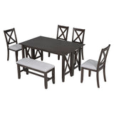 Merax 6-Piece Dining Set with Foldable Table, Bench