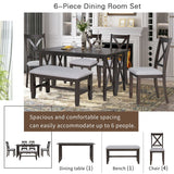 Merax 6-Piece Dining Set with Foldable Table, Bench