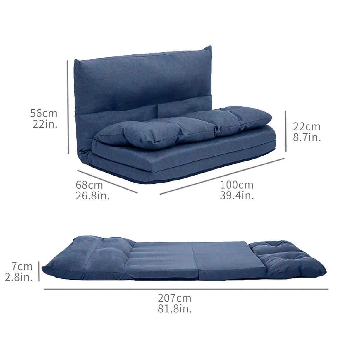 Merax Fabric Folding Chaise Lounge Sofa Chair Floor Couch