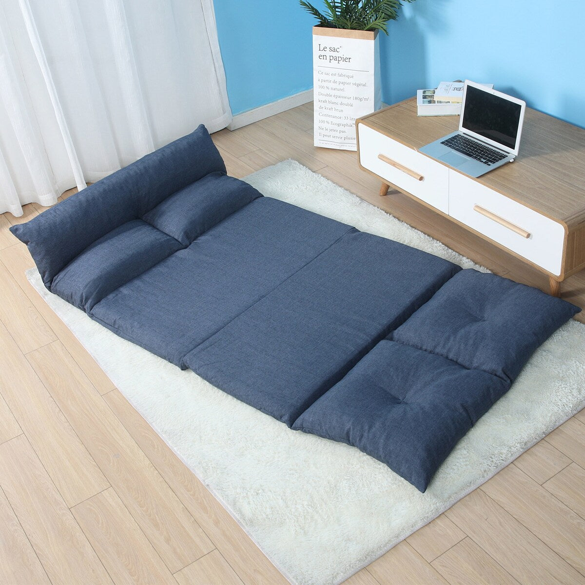 Merax Fabric Folding Chaise Lounge Sofa Chair Floor Couch