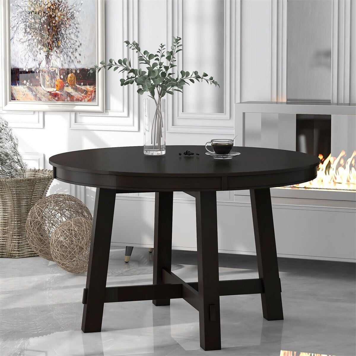 Merax Farmhouse Round Extendable Dining Table