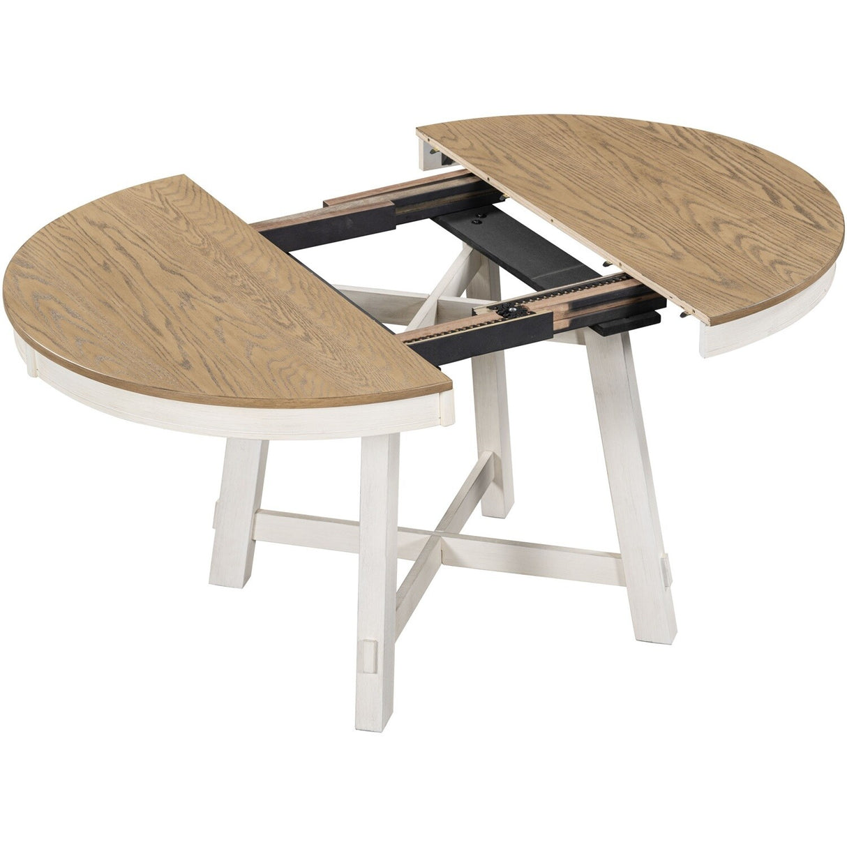 Merax Farmhouse Round Extendable Dining Table