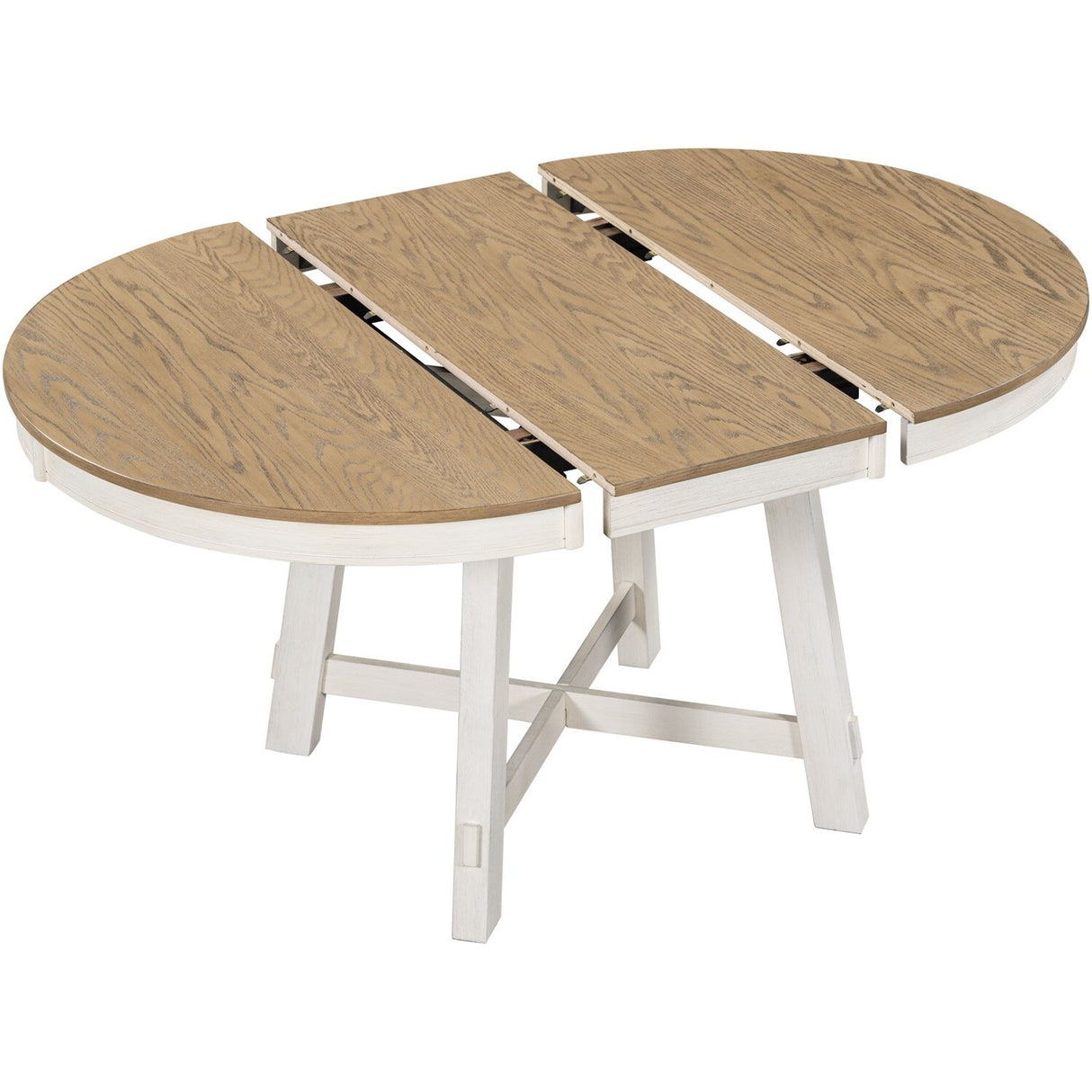 Merax Farmhouse Round Extendable Dining Table