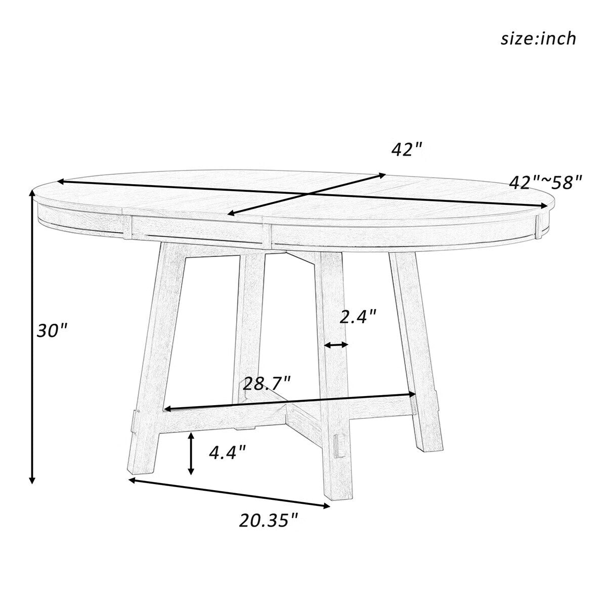Merax Farmhouse Round Extendable Dining Table