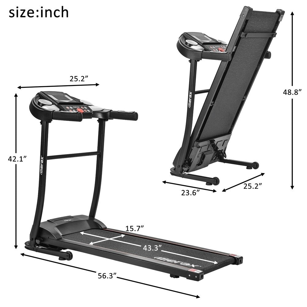 Merax Folding Electric Treadmill Motorized Running Machine Easy Assembly, 12 Programs with Transporation Wheels