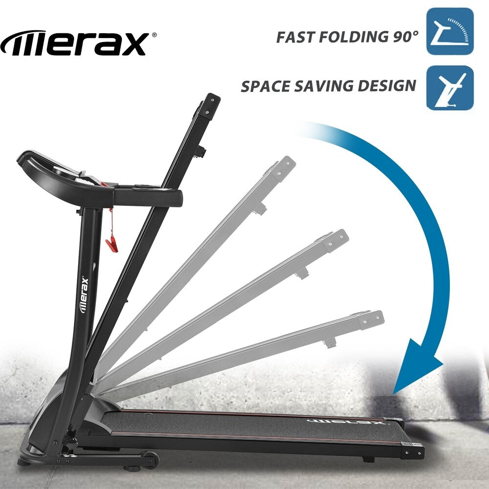 Merax Folding Electric Treadmill Motorized Running Machine Easy Assembly, 12 Programs with Transporation Wheels