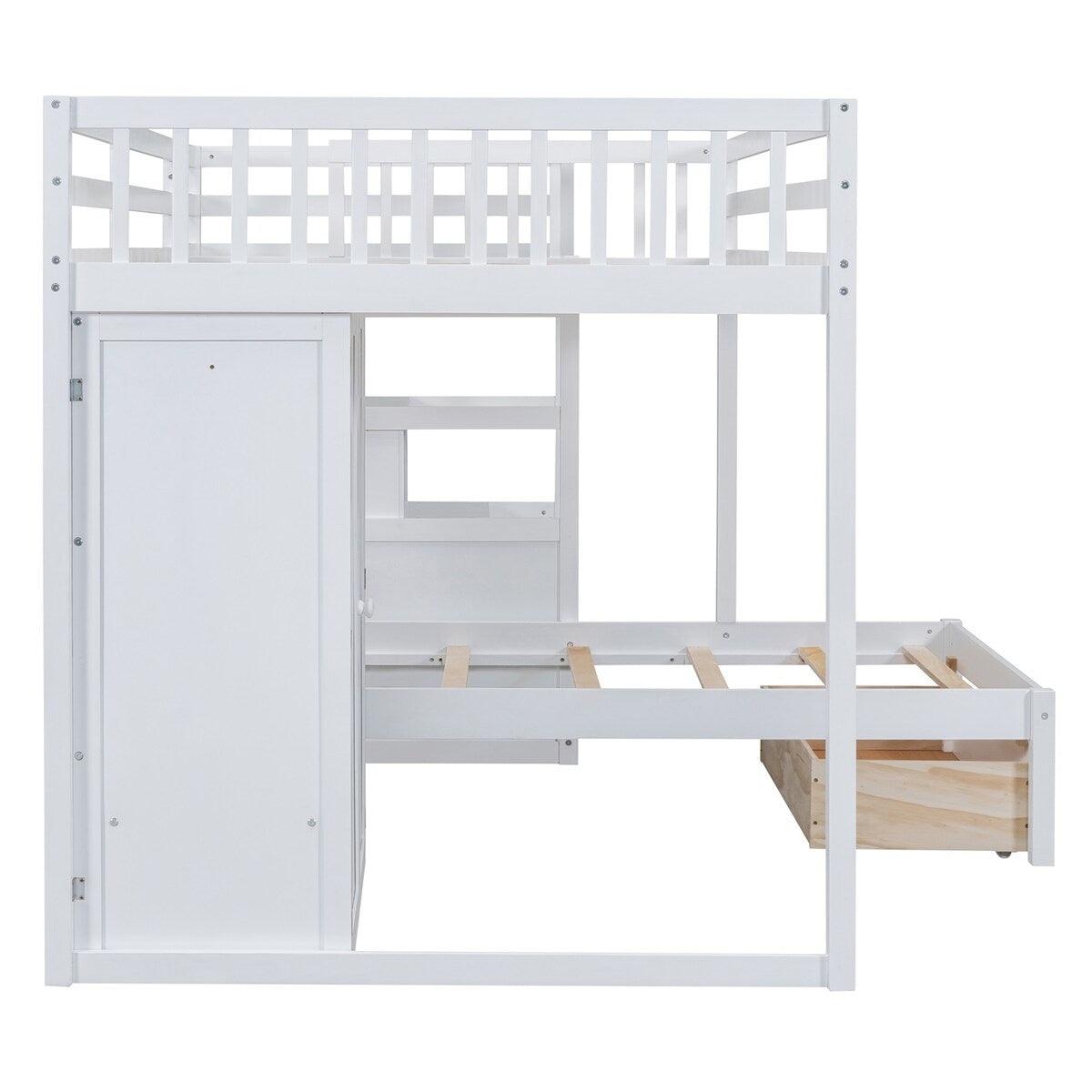 Merax Full Over Twin Bunk Bed with Wardrobe, Drawers