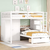 Merax Full Over Twin Bunk Bed with Wardrobe, Drawers