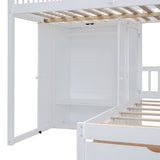 Merax Full Over Twin Bunk Bed with Wardrobe, Drawers