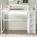 Merax Full Size Loft Bed with Built-in Wardrobe, Storage Shelves and LED light