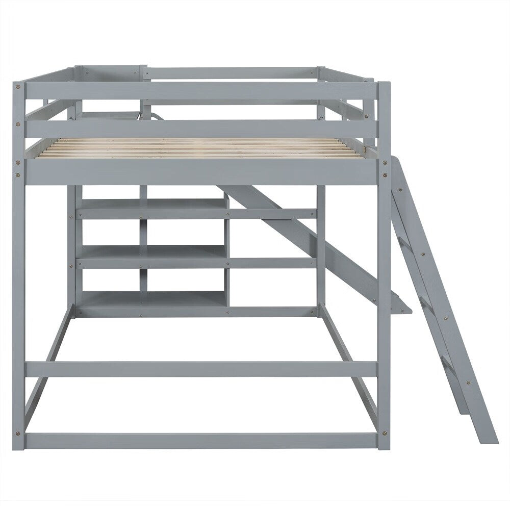 Merax Full over Full Bunk Bed with Ladder, Slide and Shelves