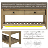 Merax Multipurpose Storage Bench Shoe Rack with Cushioned Seat and Drawers