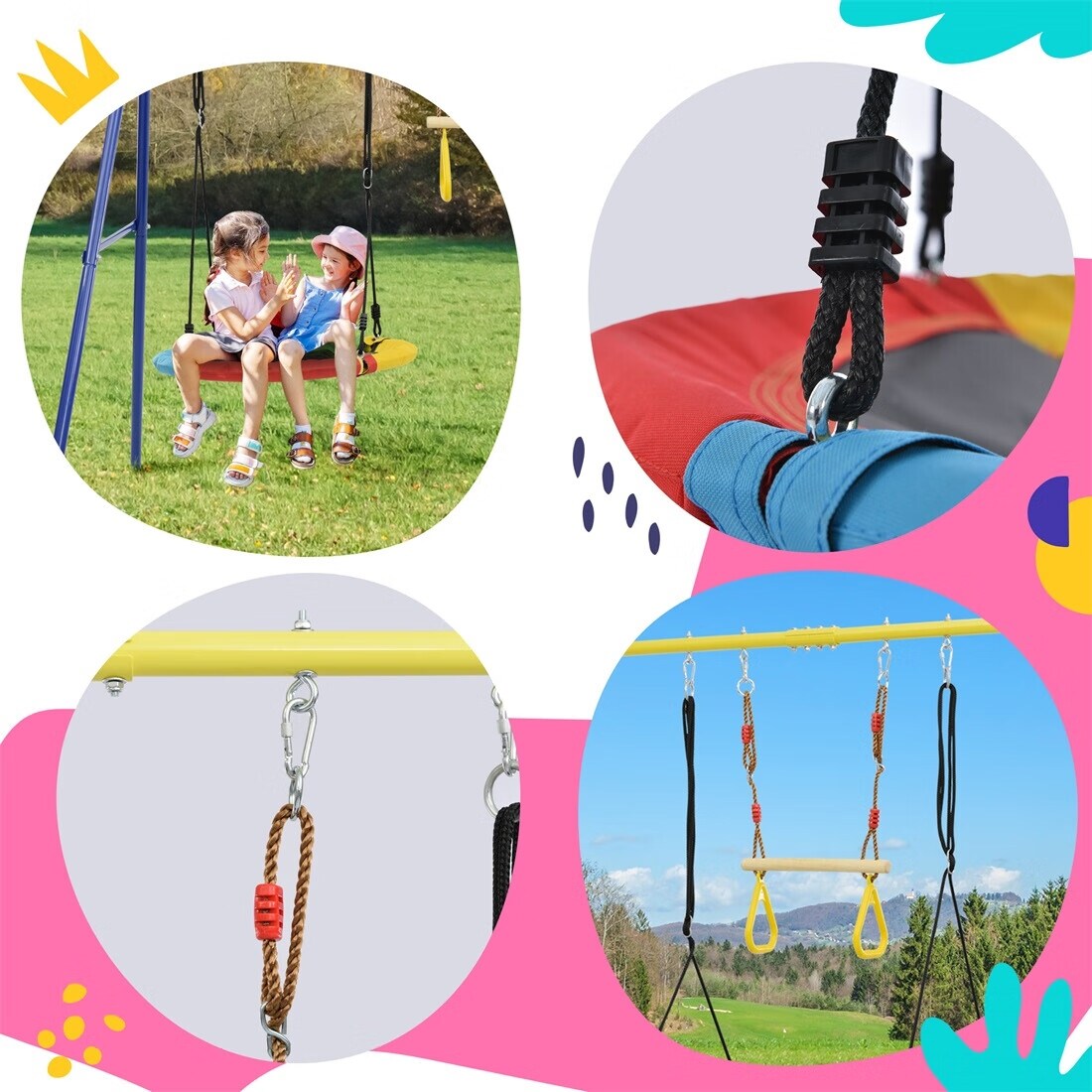 Merax Outdoor Toddler Saucer Swing Set - Blue