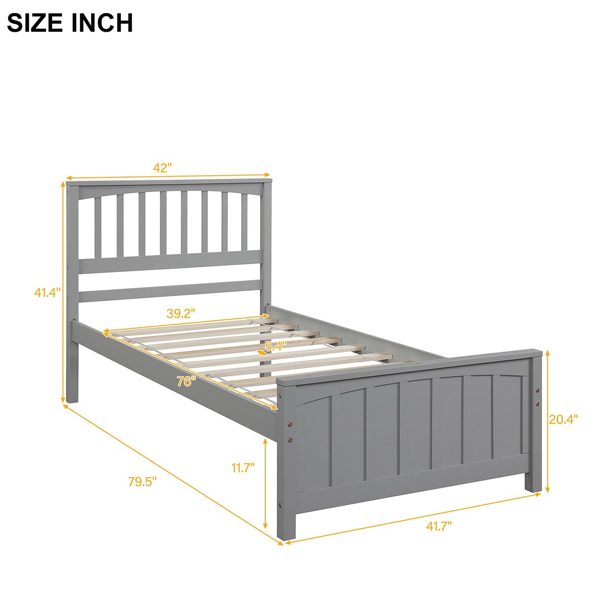 Merax Platform Twin Bed Frame Wood with Headboard and Footboard