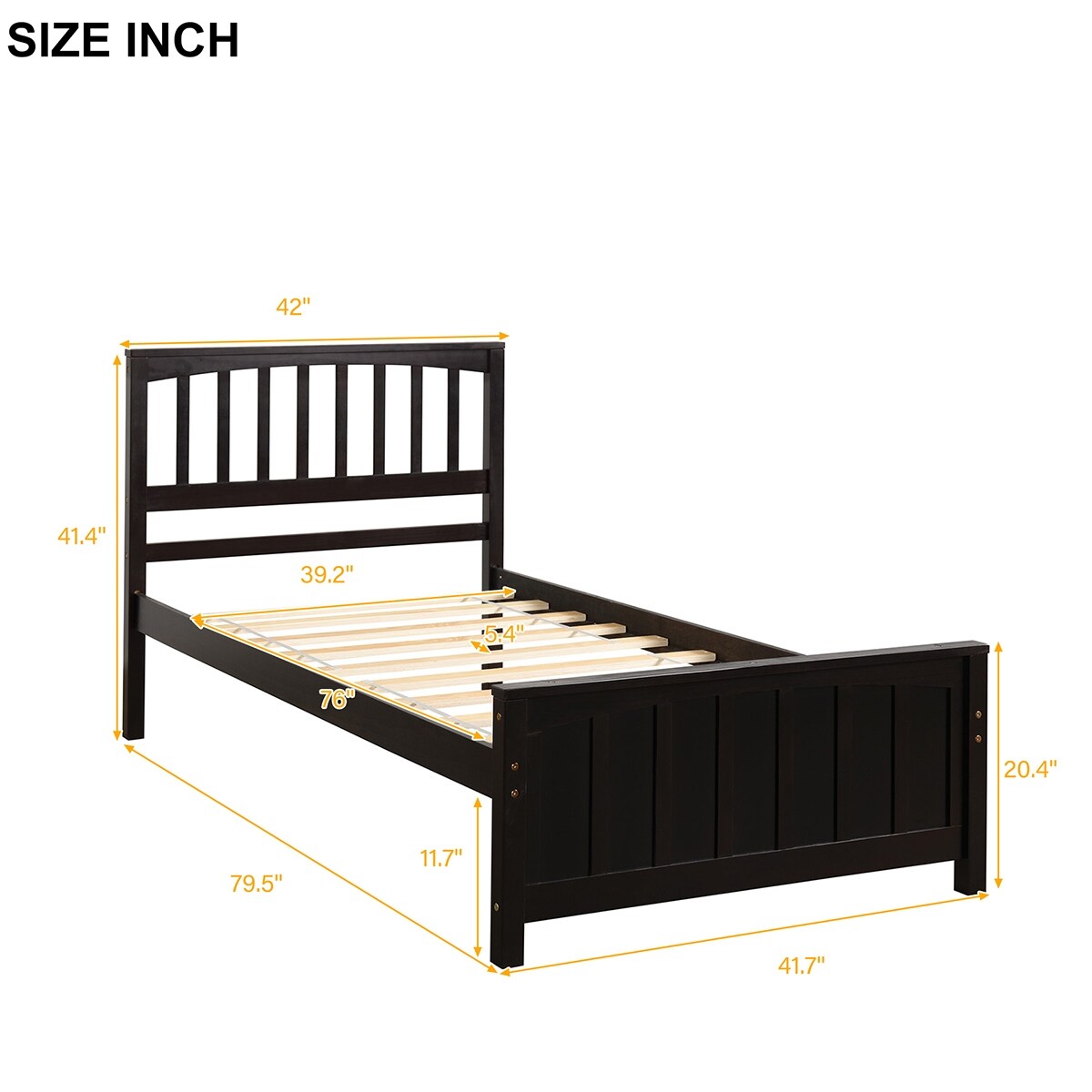 Merax Platform Twin Bed Frame Wood with Headboard and Footboard