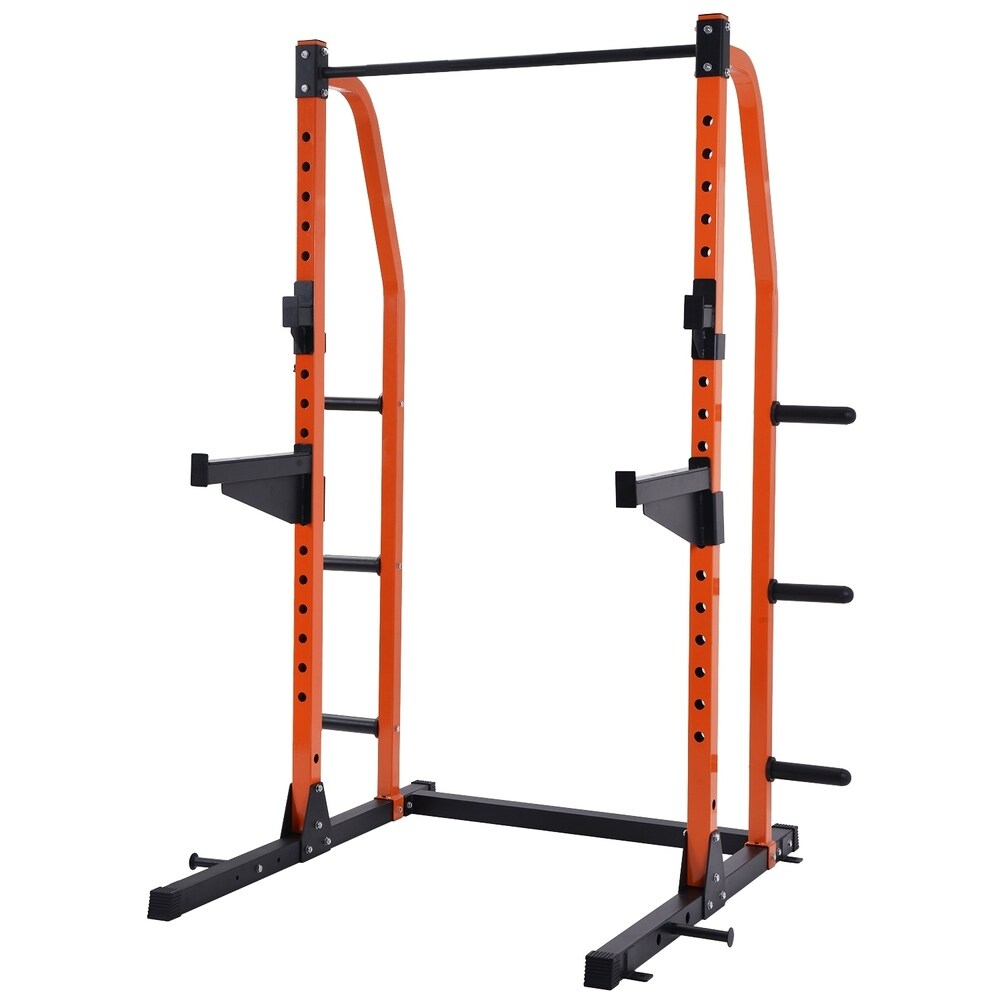 Merax Power Rack Power Cage Home Gym Equipment Exercise Stand Olympic Squat Rack with Safety Bar and Plate Holder