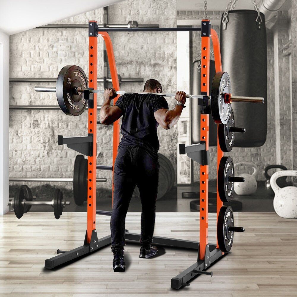 Merax Power Rack Power Cage Home Gym Equipment Exercise Stand Olympic Squat Rack with Safety Bar and Plate Holder