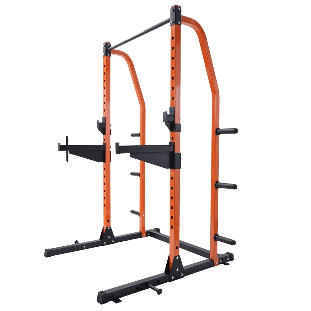 Merax Power Rack Power Cage Home Gym Equipment Exercise Stand Olympic Squat Rack with Safety Bar and Plate Holder