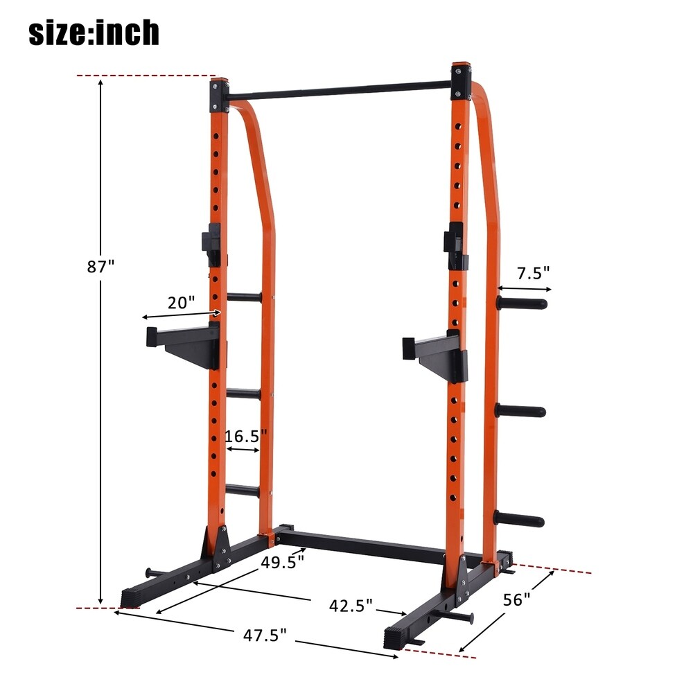 Merax Power Rack Power Cage Home Gym Equipment Exercise Stand Olympic Squat Rack with Safety Bar and Plate Holder