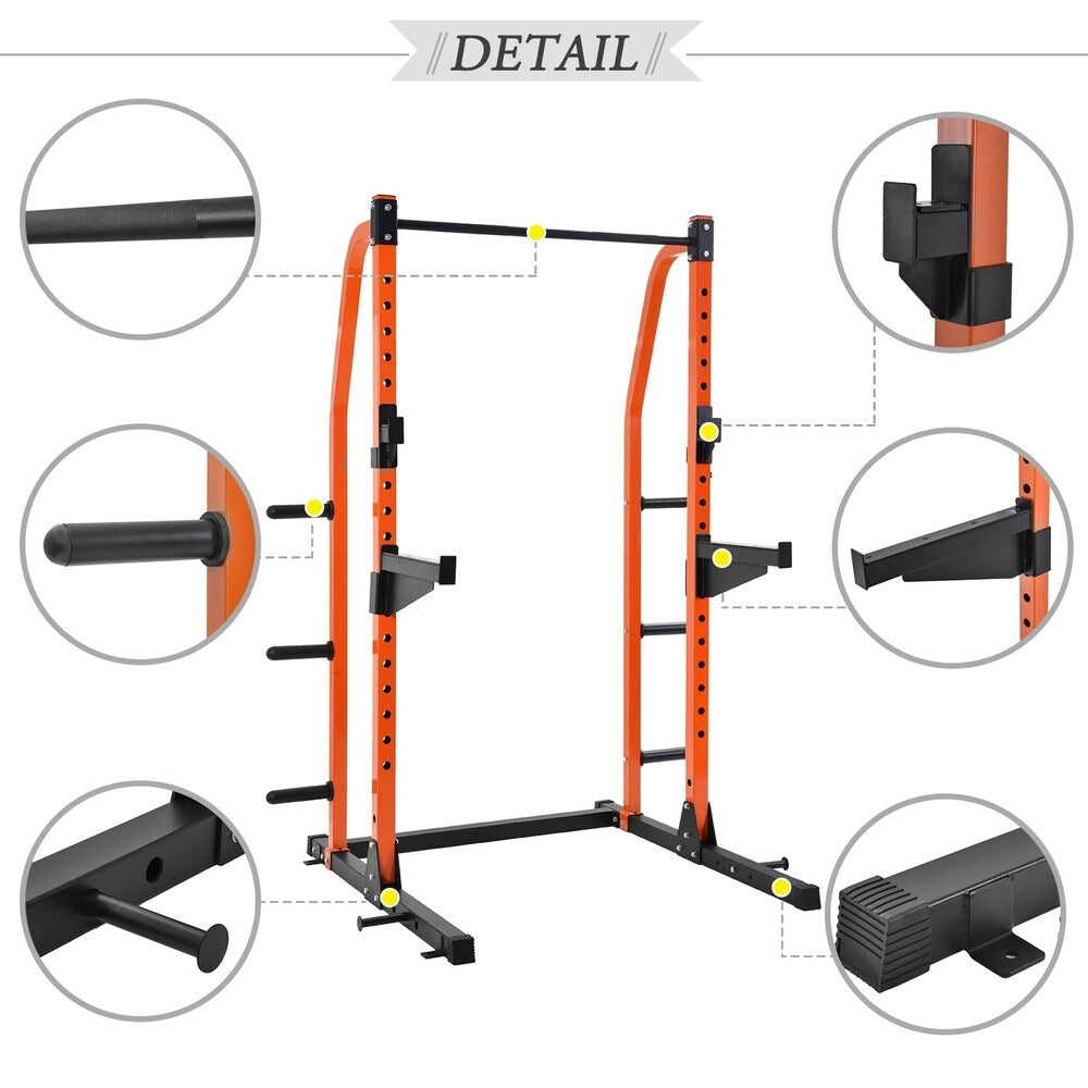 Merax Power Rack Power Cage Home Gym Equipment Exercise Stand Olympic Squat Rack with Safety Bar and Plate Holder