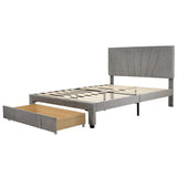 Merax Queen Velvet Upholstered Platform Bed Storage Bed with a Big Drawer