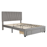 Merax Queen Velvet Upholstered Platform Bed Storage Bed with a Big Drawer