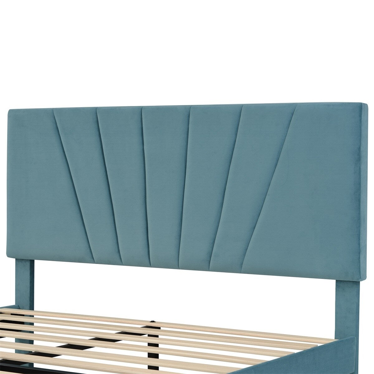Merax Queen Velvet Upholstered Platform Bed Storage Bed with a Big Drawer