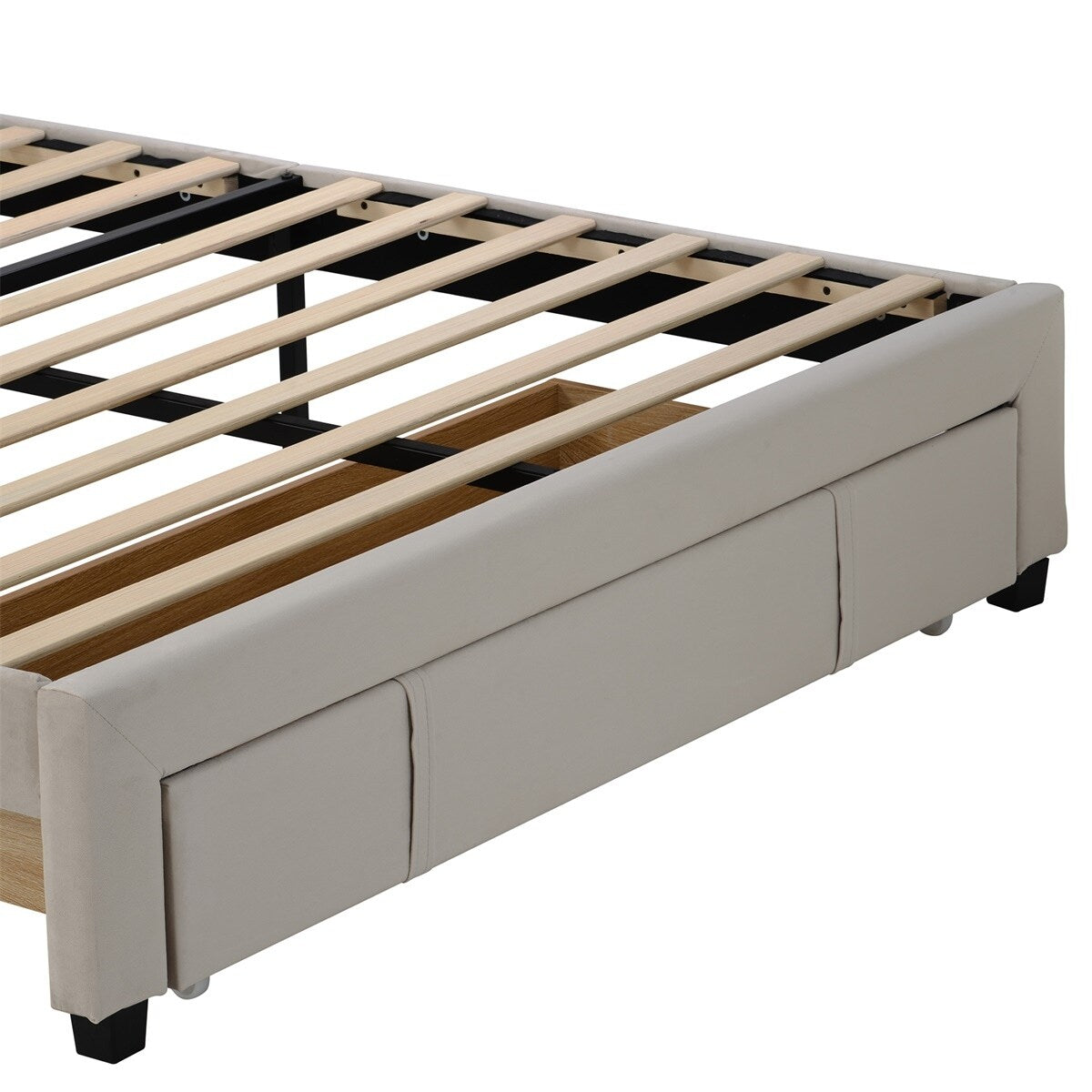 Merax Queen Velvet Upholstered Platform Bed Storage Bed with a Big Drawer