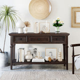 Merax Retro Style Console Table with Three Top Drawers and Bottom Shelf