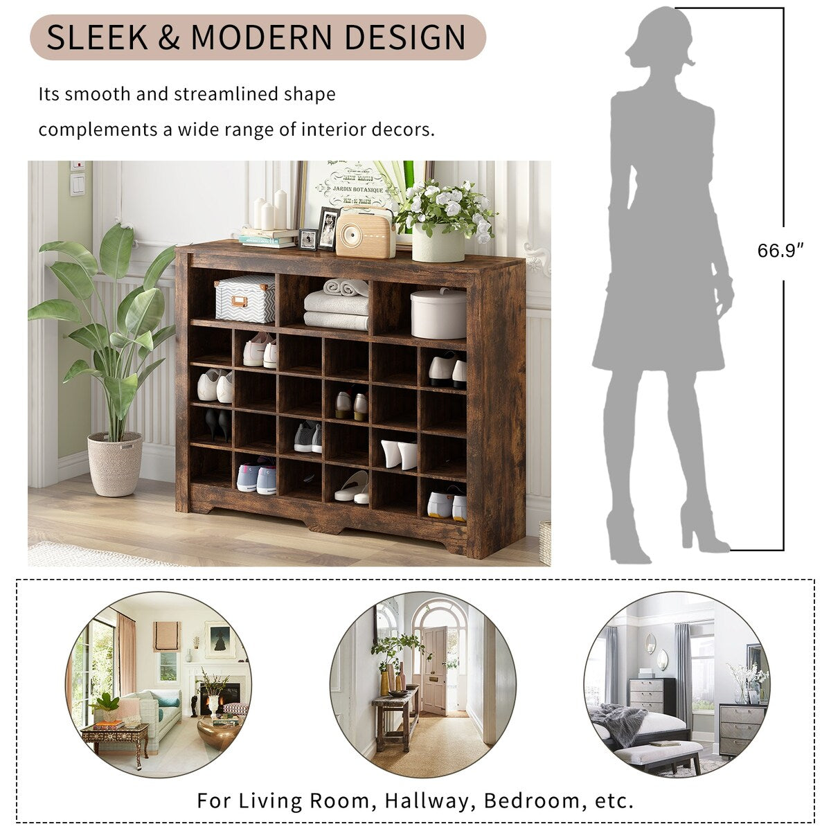 Merax Sleek Design 24 Shoe Cubby Console