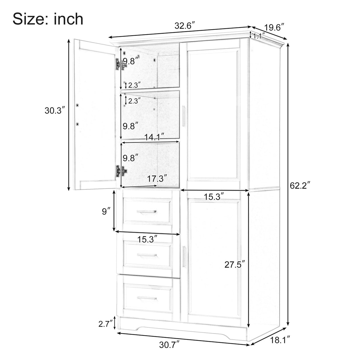 Merax Tall and Wide Storage Cabinet with Doors