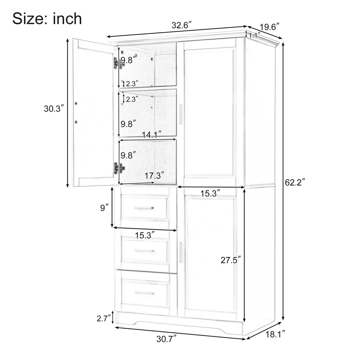 Merax Tall and Wide Storage Cabinet with Doors