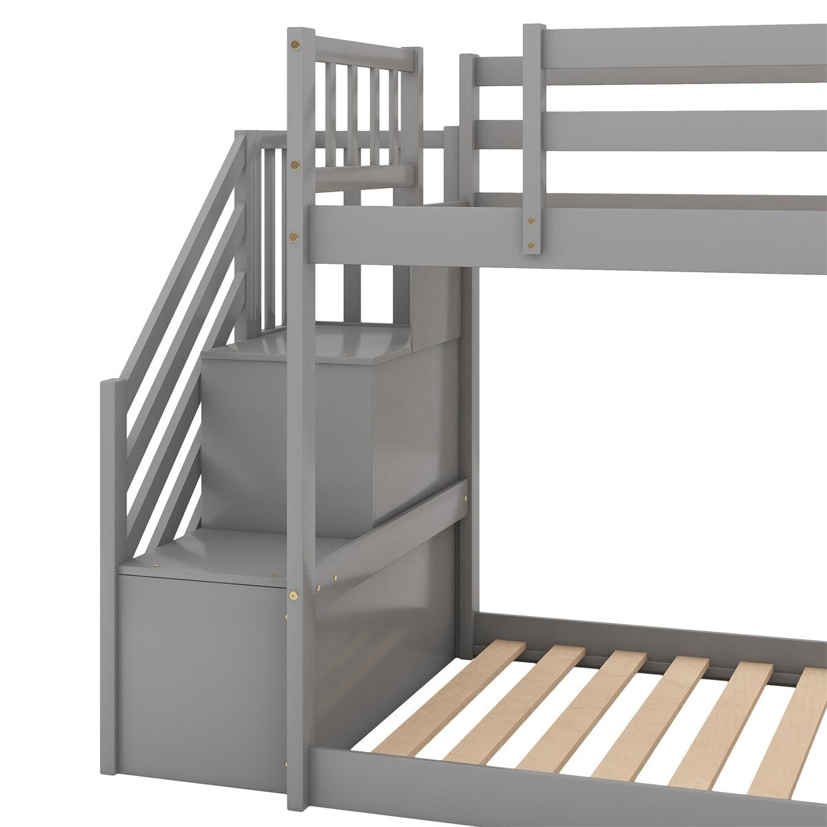 Merax Twin Over Twin Bunk Bed with Convertible Slide and Stairway