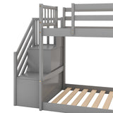 Merax Twin Over Twin Bunk Bed with Convertible Slide and Stairway