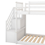 Merax Twin Over Twin Bunk Bed with Convertible Slide and Stairway