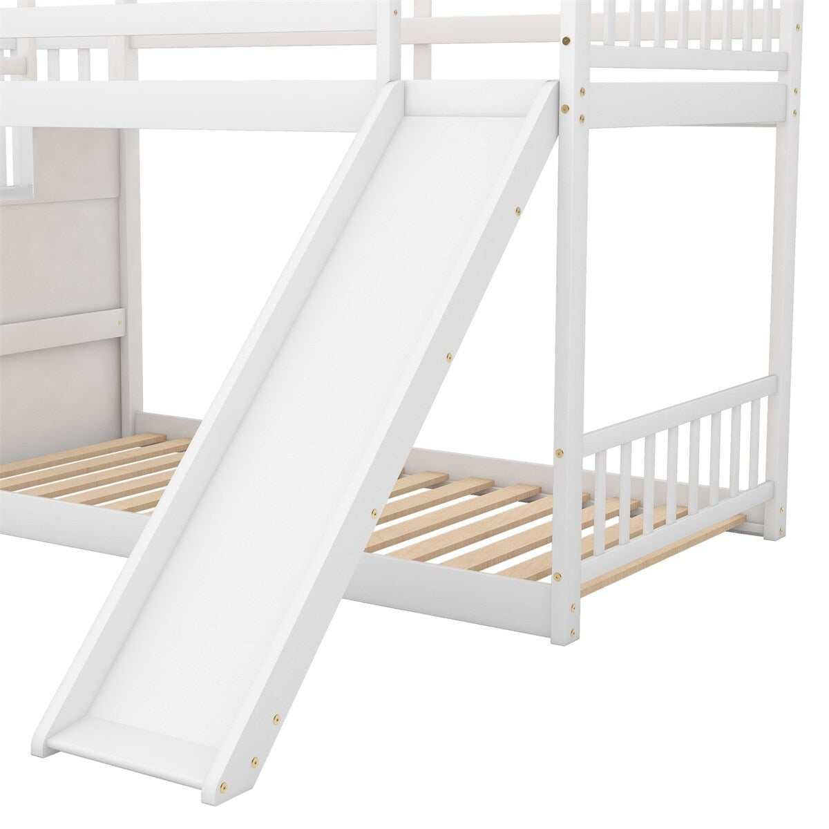 Merax Twin Over Twin Bunk Bed with Convertible Slide and Stairway