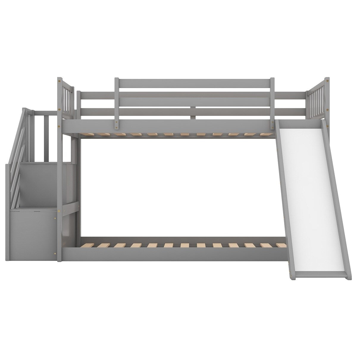 Merax Twin Over Twin Bunk Bed with Convertible Slide and Stairway