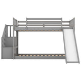 Merax Twin Over Twin Bunk Bed with Convertible Slide and Stairway