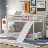 Merax Twin Over Twin Bunk Bed with Convertible Slide and Stairway
