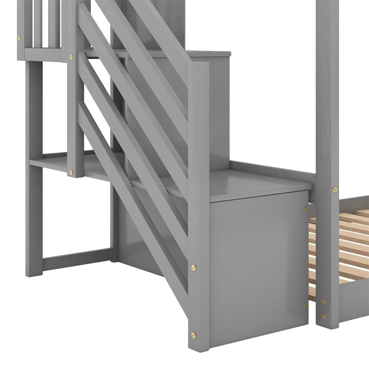 Merax Twin Over Twin Bunk Bed with Convertible Slide and Stairway