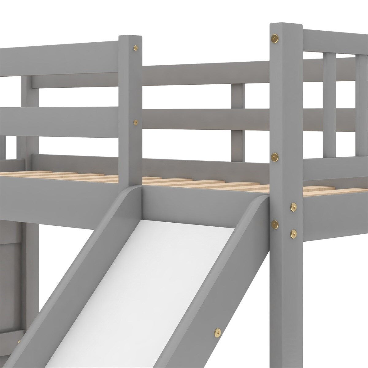 Merax Twin Over Twin Bunk Bed with Convertible Slide and Stairway
