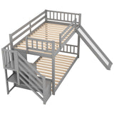 Merax Twin Over Twin Bunk Bed with Convertible Slide and Stairway