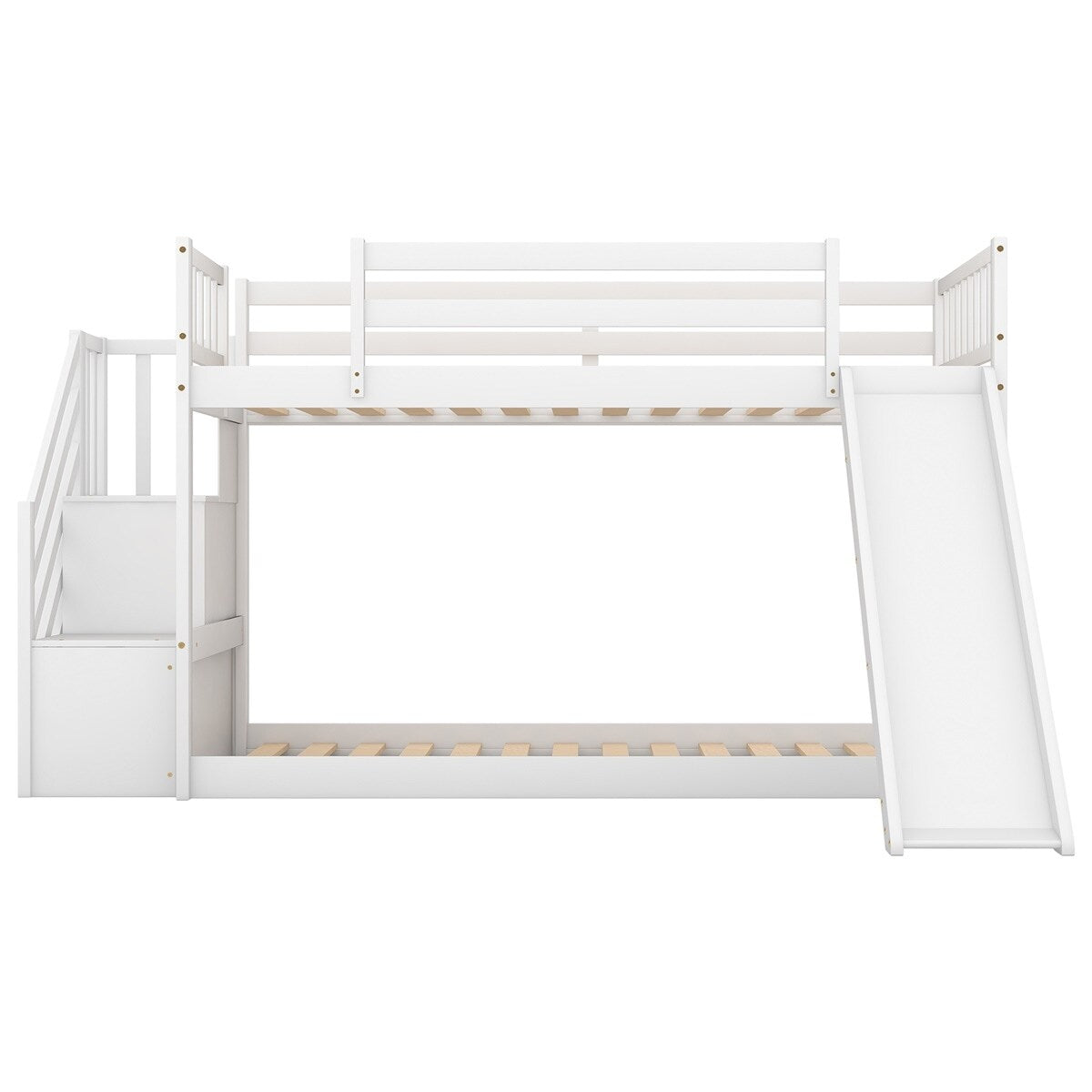 Merax Twin Over Twin Bunk Bed with Convertible Slide and Stairway