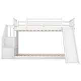 Merax Twin Over Twin Bunk Bed with Convertible Slide and Stairway